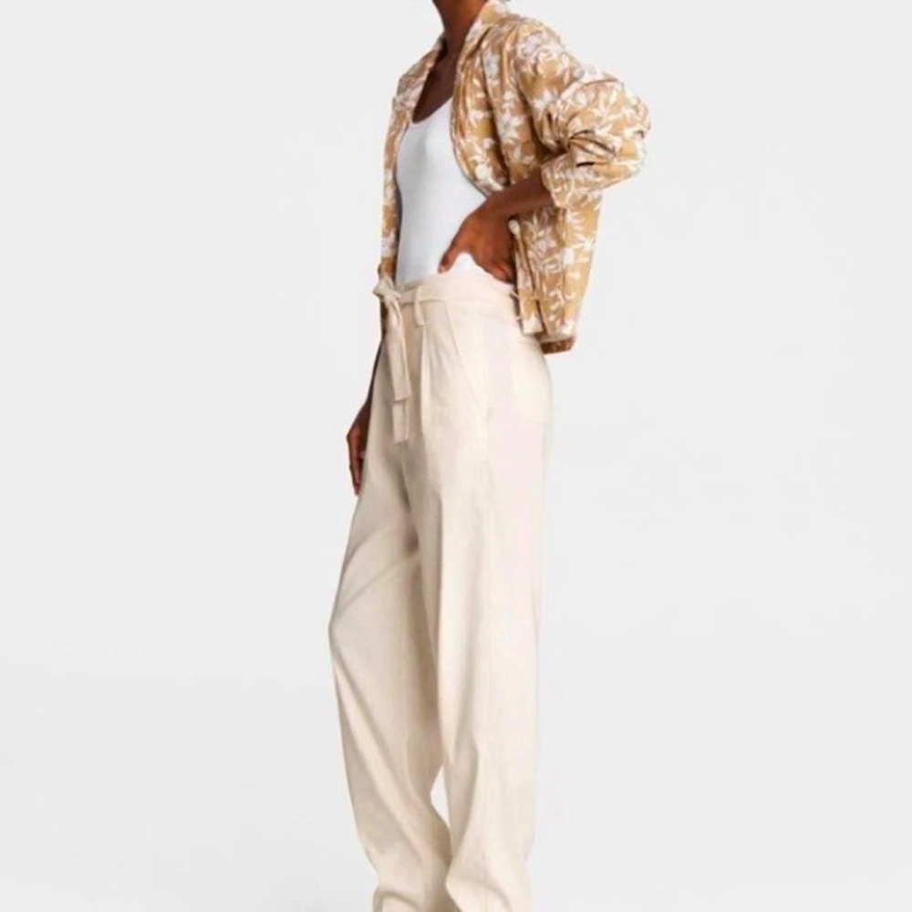 Rag & Bone Roxie Linen Blend Pants in Light Dove | NWT SZ 0
